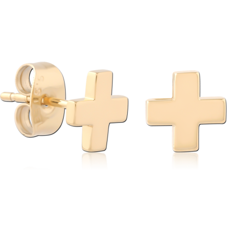 GOLD PVD 18K COATED  SURGICAL STEEL EAR STUDS PAIR