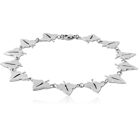 316L SURGICAL STEEL ANKLET WITH LINKED BUTTERFLY CHARMS