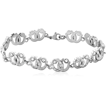 316L SURGICAL STEEL ANKLET CROWN LINKS WITH CLEAR GEMS