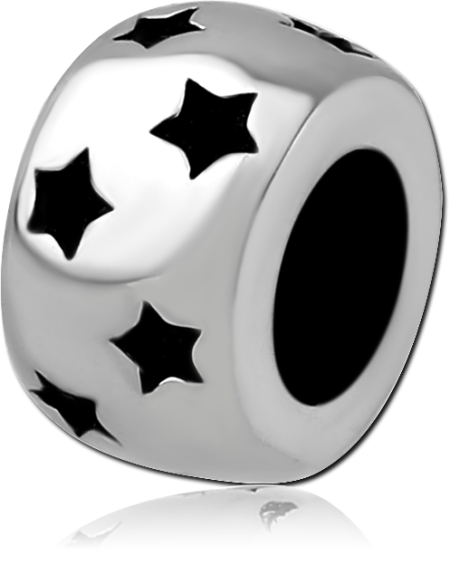 SURGICAL STEEL BEAD 5.0 - 5.2 MM HOLE - SMALL STARS IMPRESSIONS