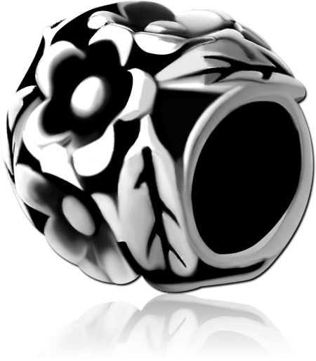 SURGICAL STEEL BEAD FLOWER AND LEAF PATTERN
