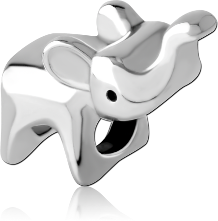 SURGICAL STEEL BEAD SCULPTED ELEPHANT SHAPE THREE-DIMENSIONAL POLISHED FINISH