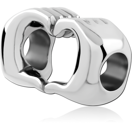 SURGICAL STEEL BEAD SCULPTED HANDCUFF SHAPE DOUBLE LOOP POLISHED DETAIL