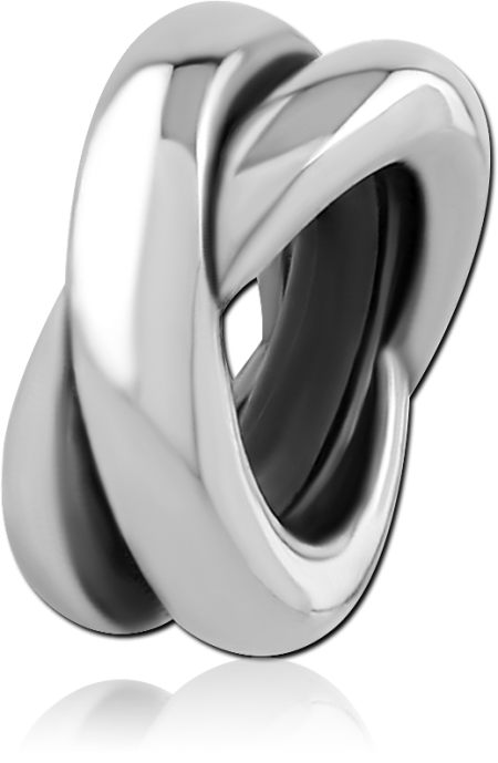 SURGICAL STEEL BEAD INTERLOCKING RINGS KNOT DESIGN HIGH POLISH