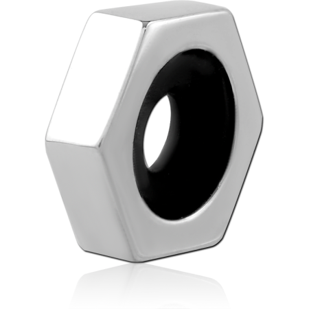 SURGICAL STEEL BEAD HEXAGON NUT SHAPE HIGH POLISH