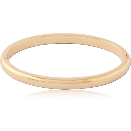 316L GOLD PVD 18K COATED SURGICAL STEEL HINGED BANGLE SMOOTH POLISHED FINISH