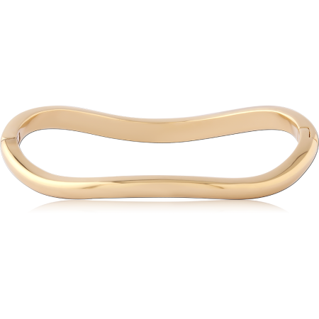 316L GOLD PVD 18K COATED SURGICAL STEEL HINGED BANGLE WAVE PROFILE