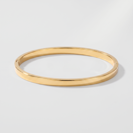 GOLD COLOR BANGLE POLISHED MINIMALIST SLIM PROFILE WITH HINGE CLOSURE