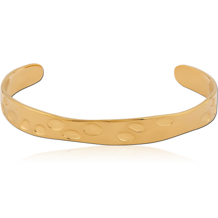 GOLD PVD COATED SURGICAL STEEL BANGLE EMBOSSED DOT PATTERN CUFF