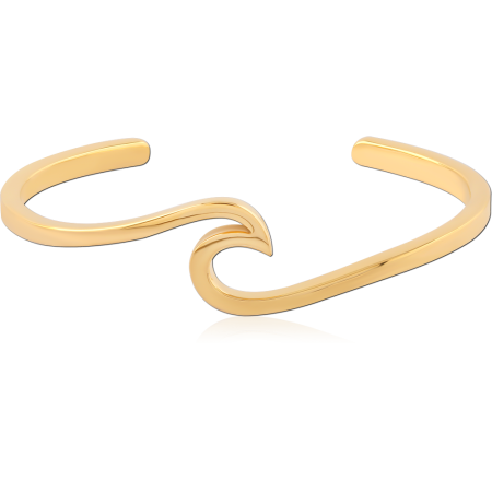 GOLD PVD COATED SURGICAL STEEL BANGLE WAVE OPEN CUFF