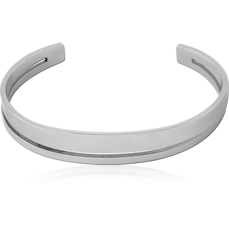 316L SURGICAL STEEL OPEN CUFF BANGLE WITH CENTER GROOVE
