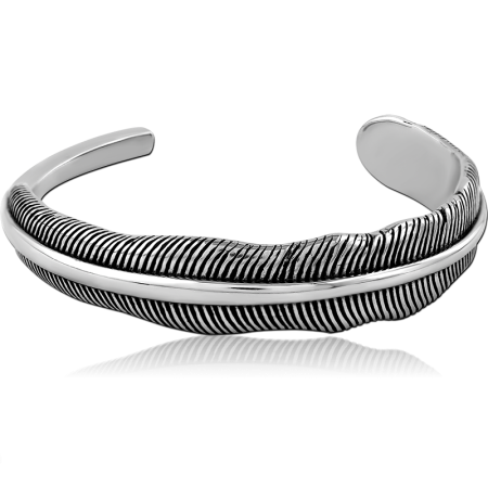 316L SURGICAL STEEL BANGLE RIBBED CONTOUR BAR OPEN CUFF DESIGN