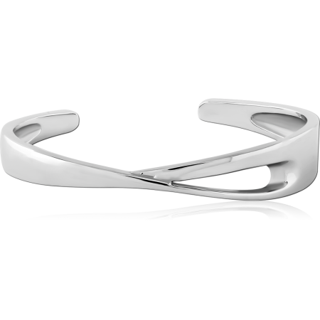 316L SURGICAL STEEL BANGLE CROSSOVER CUTOUT CENTER OPEN CUFF DESIGN