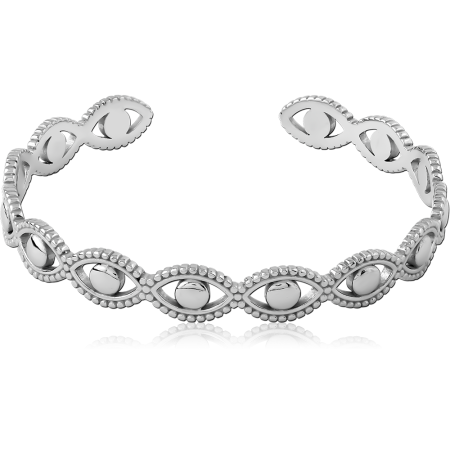 316L SURGICAL STEEL BANGLE BEADED MARQUISE LINK PATTERN OPEN CUFF