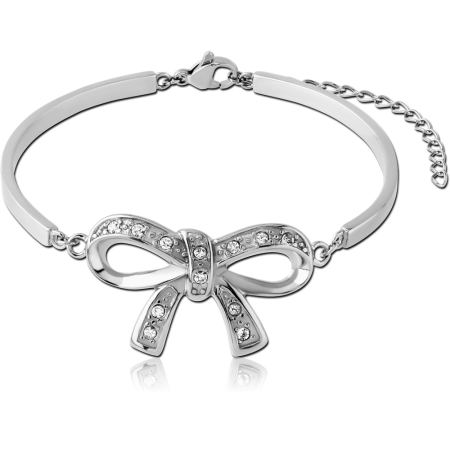 SURGICAL STEEL BANGLE WITH FLOATING JEWELED - BOW
