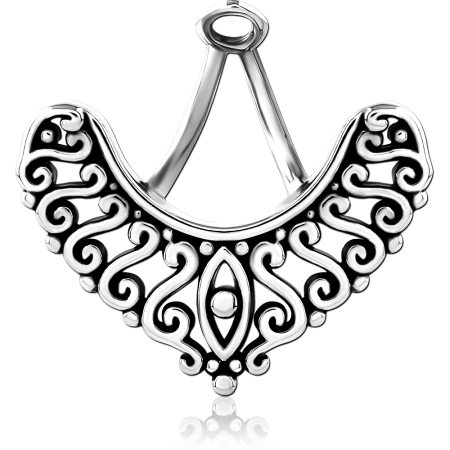 SURGICAL STEEL NAVEL HANGER ORNATE SWIRL FILIGREE DESIGN
