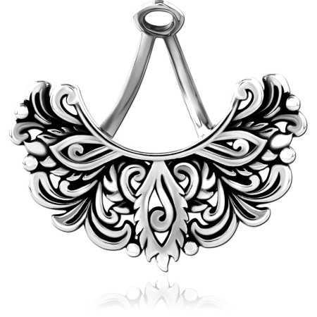 SURGICAL STEEL NAVEL HANGER ORNATE LEAF FILIGREE DESIGN