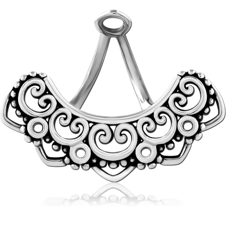 SURGICAL STEEL NAVEL HANGER SPIRAL SCROLL FILIGREE DESIGN