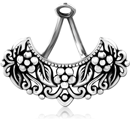 SURGICAL STEEL NAVEL HANGER FLORAL VINE FILIGREE DESIGN