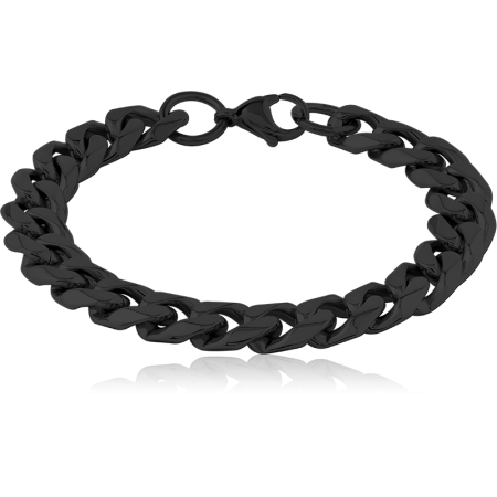 BLACK PVD COATED SURGICAL STEEL BRACELET CURB CHAIN LOBSTER CLASP