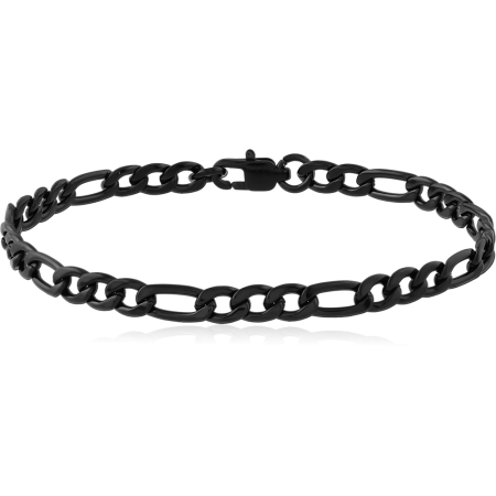 BLACK PVD COATED STAINLESS STEEL FIGARO CHAIN BRACELET