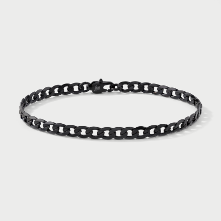 316L BLACK PVD COATED SURGICAL STEEL BRACELET CURB CHAIN POLISHED FINISH
