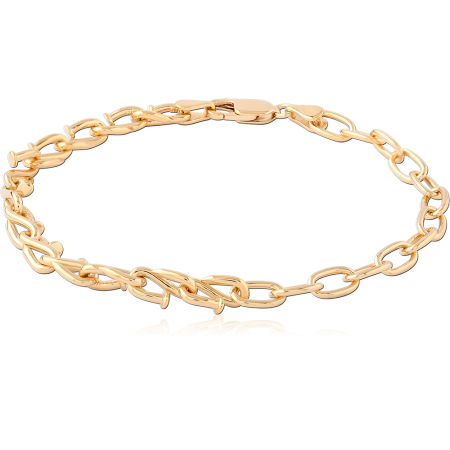 GOLD PLATED 14K STERLING SILVER 925 CHAIN BRACELET OVAL LINKS