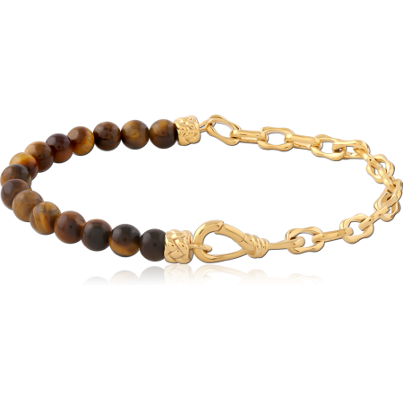 GOLD PLATED 14K STERLING SILVER 925 BRACELET BEADED AND CHAIN MIXED DESIGN