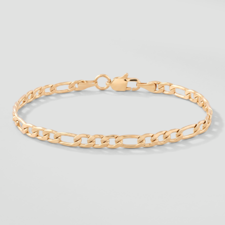 GOLD PVD COATED STAINLESS STEEL FIGARO CHAIN BRACELET LOBSTER CLASP