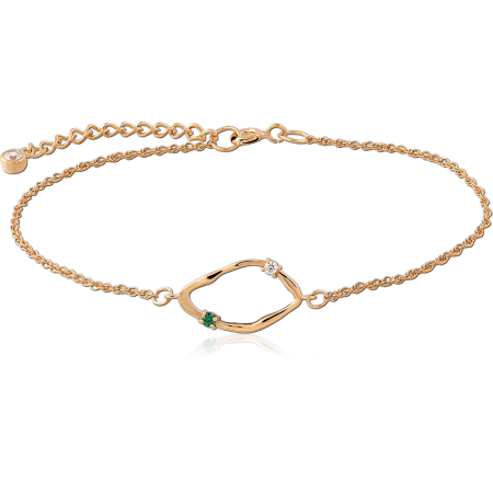 GOLD PLATED 18K STERLING SILVER 925 BRACELET ORGANIC LOOP MIXED GEMS