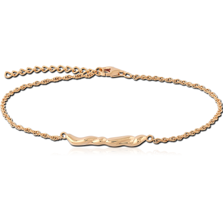 GOLD PLATED 18K STERLING SILVER 925 BRACELET WAVY BAR CENTERPIECE