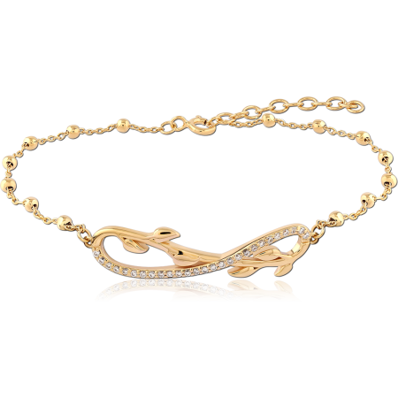 GOLD PLATED 18K STERLING SILVER 925 BRACELET LEAF VINE PAVE GEMS
