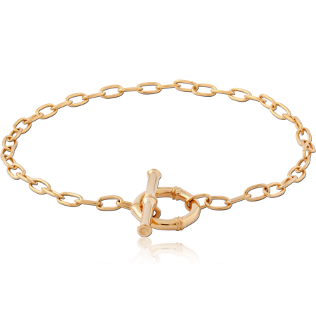 GOLD PLATED 18K STERLING SILVER 925 BRACELET PAPERCLIP CHAIN TOGGLE CLASP