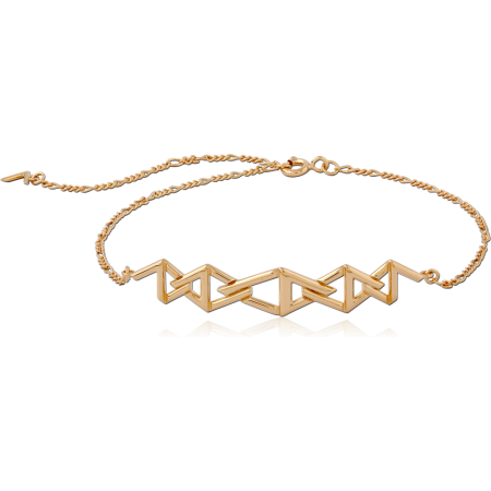 GOLD PLATED 18K STERLING SILVER 925 BRACELET GEOMETRIC ZIGZAG TRIANGLE BAR