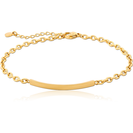 GOLD PVD COATED SURGICAL STEEL CHAIN BRACELET POLISHED CURVED BAR