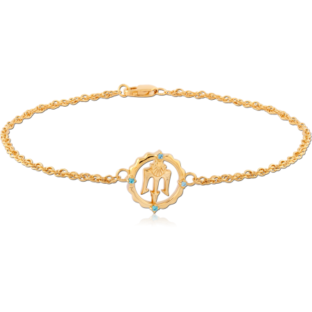 GOLD PLATED STERLING SILVER 925 BRACELET HAMSA MEDALLION BLUE GEM ACCENTS