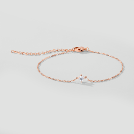 316L ROSE GOLD PVD COATED SURGICAL STEEL BRACELET SQUARE CLEAR GEM STATIONS