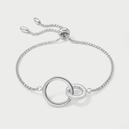 316L SURGICAL STEEL ADJUSTABLE BOLO BRACELET INTERLOCKING CIRCLES BOX CHAIN
