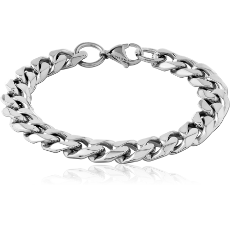 SURGICAL STEEL CURB CHAIN BRACELET THICK LINKS LOBSTER CLASP POLISHED