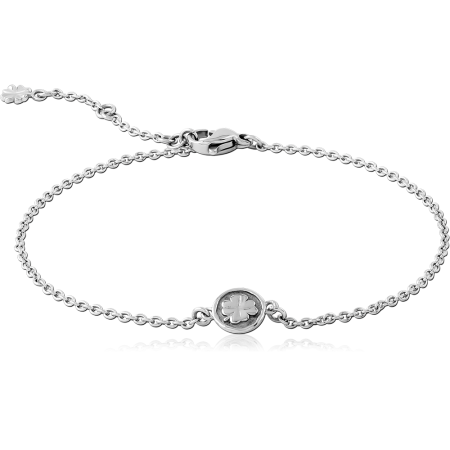 SURGICAL STEEL JEWELED BRACELET BLACK ENAMEL PLATE WITH CRYSTAL X CHAIN LINKS