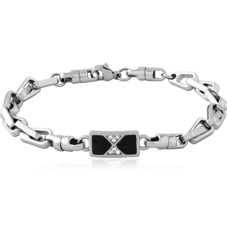 SURGICAL STEEL BRACELET CLOVER CUTOUT DISC CENTER CHARM ADJUSTABLE CHAIN