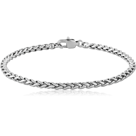 STAINLESS STEEL CHAIN BRACELET BRAIDED LINK DESIGN WITH LOBSTER CLASP