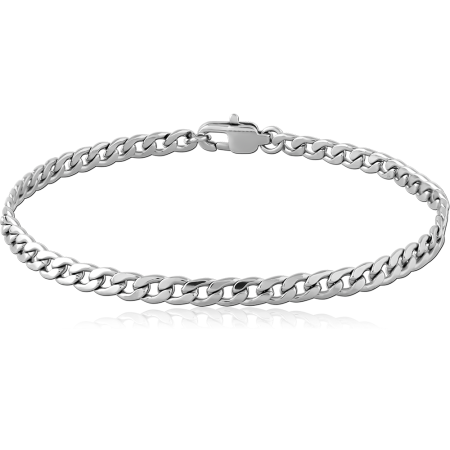 STAINLESS STEEL CHAIN BRACELET CURB LINK DESIGN WITH LOBSTER CLASP
