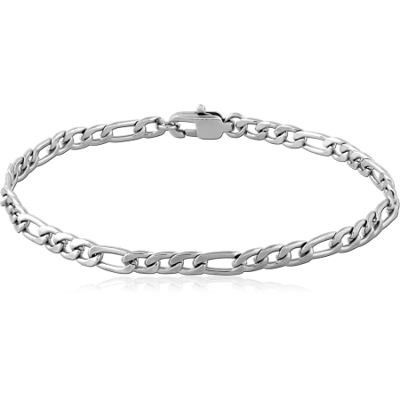 STAINLESS STEEL CHAIN BRACELET FIGARO LINK DESIGN WITH LOBSTER CLASP
