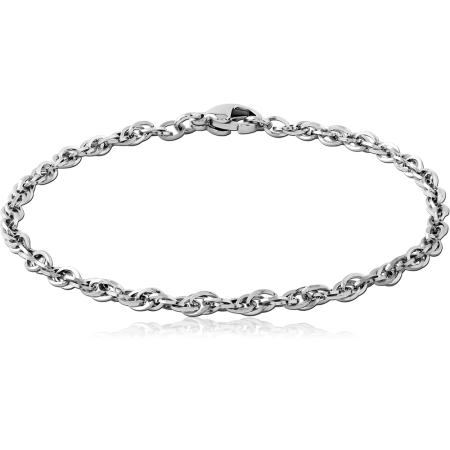 STAINLESS STEEL CHAIN BRACELET ROPE LINK DESIGN WITH LOBSTER CLASP