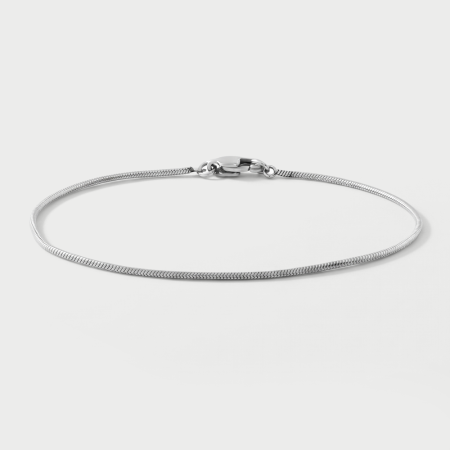 STAINLESS STEEL BRACELET SNAKE CHAIN SLIM PROFILE POLISHED FINISH LOBSTER CLASP