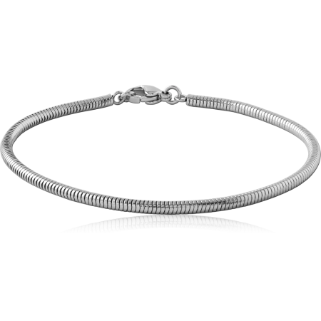 STAINLESS STEEL BRACELET SNAKE CHAIN THICK PROFILE POLISHED FINISH LOBSTER CLASP