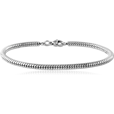 STAINLESS STEEL BRACELET FOXTAIL CHAIN THICK PROFILE POLISHED FINISH LOBSTER CLASP