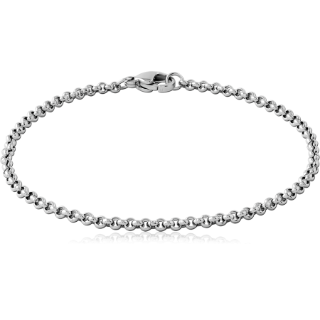 STAINLESS STEEL BRACELET ROLO CHAIN LOBSTER CLASP POLISHED FINISH