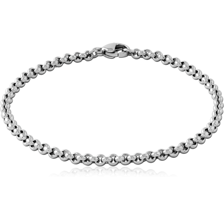 STAINLESS STEEL BRACELET THICK ROLO CHAIN LOBSTER CLASP POLISHED FINISH